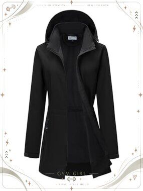 Women's Waterproof Softshell Long Rain Jacket Fleece Lined Windproof Hooded